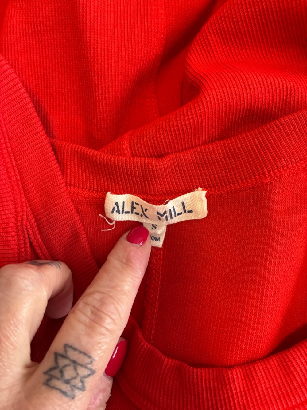 Alex Mill Everyday Rib Stretch Cotton Midi Tank Dress Red Dress Sz S - Picture 10 of 11